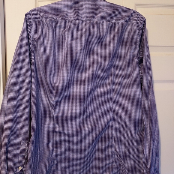 Michael Kors Mens Purple Navy Check Shirt Long Sleeve Button Up Shirt Slim Fit M - Picture 7 of 12